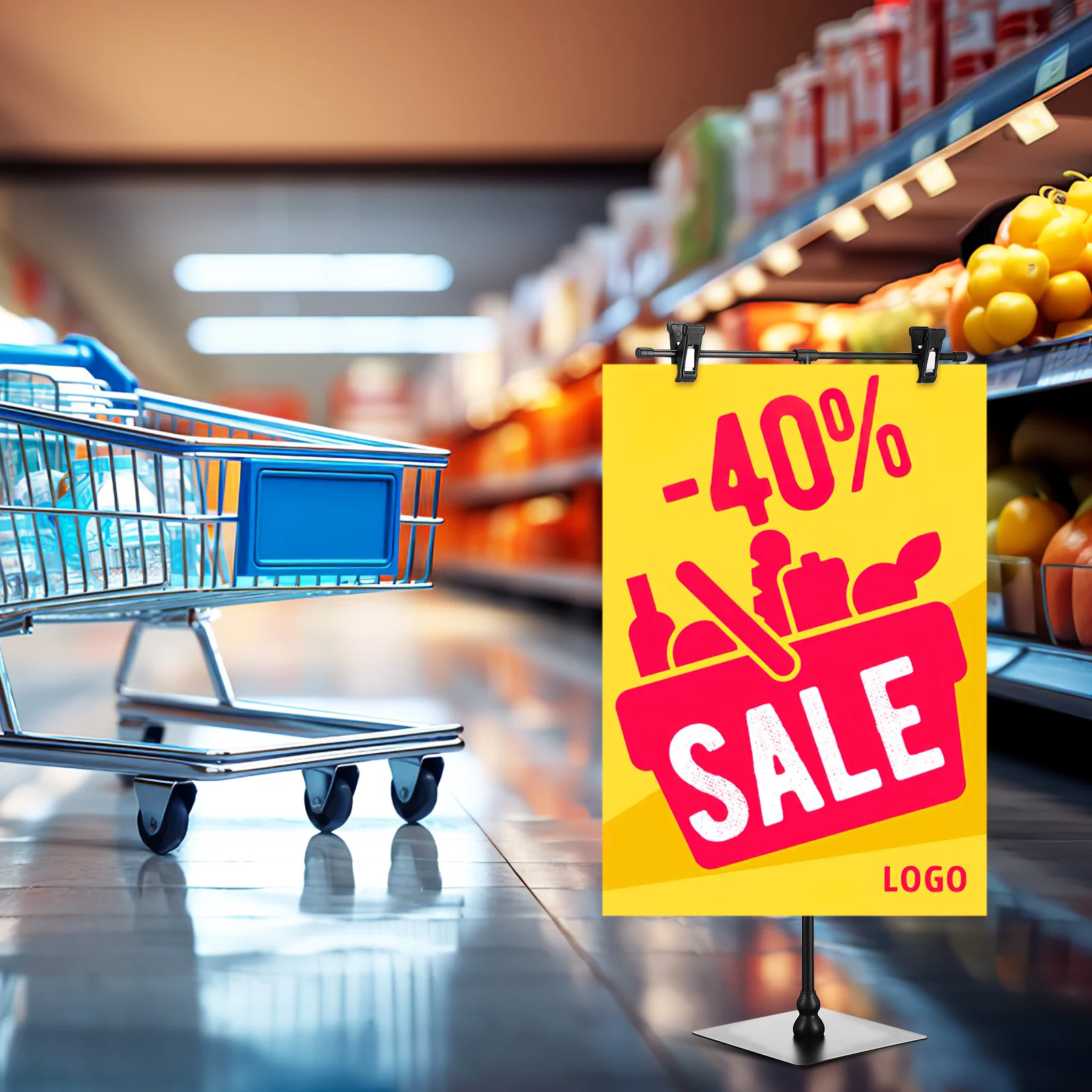 2Pcs T-Shaped Poster Stand Adjustable Retractable Banner Stand for Display Signs Posters Menus Advertising Stands Standing Sign