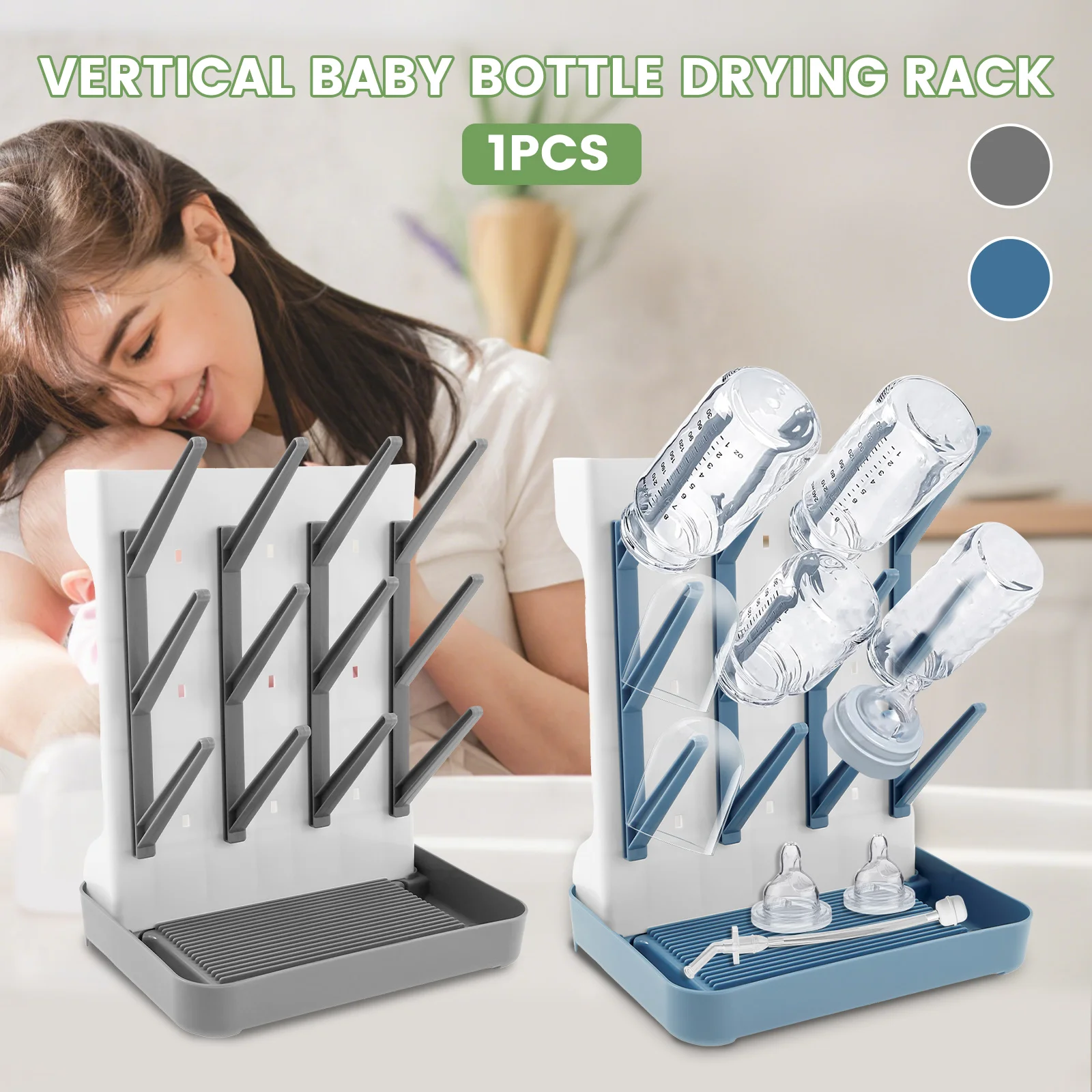 

Baby Bottle Dry Rack Baby Bottle Drain Drying Rack Blue Pink Baby Bottle Cleaning Dryer Drainer Space-Saving Storage Drying Rack