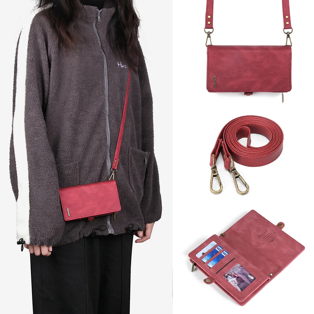 Luxury Wallet Shoulder Bag Phone Case For iPhone 6 6s 7 8 Plus X Xs Xr XsMax SE2020 11 12 13 14 15 Mini Pro ProMax bumper Case