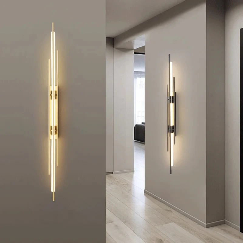 

Modern LED Long Wall Lights Minimalist Black/Gold Metal Wall Lamps Bedroom Corridor Living Room Decor Lighting Fixtures