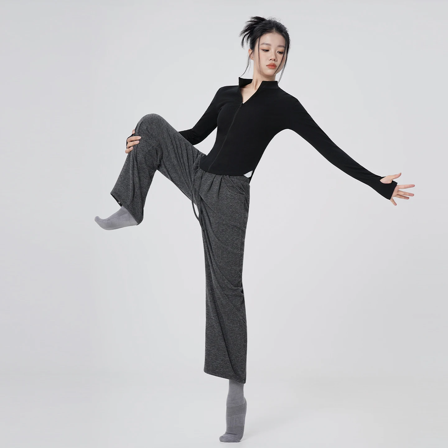 سراويل الرقص النسائية الفضفاضة المستقيمة واسعة الساق السراويل ممارسة الرقص السراويل الدافئة الكبار قابل للتعديل افتتاح الساق السراويل الرقص الحديثة #1