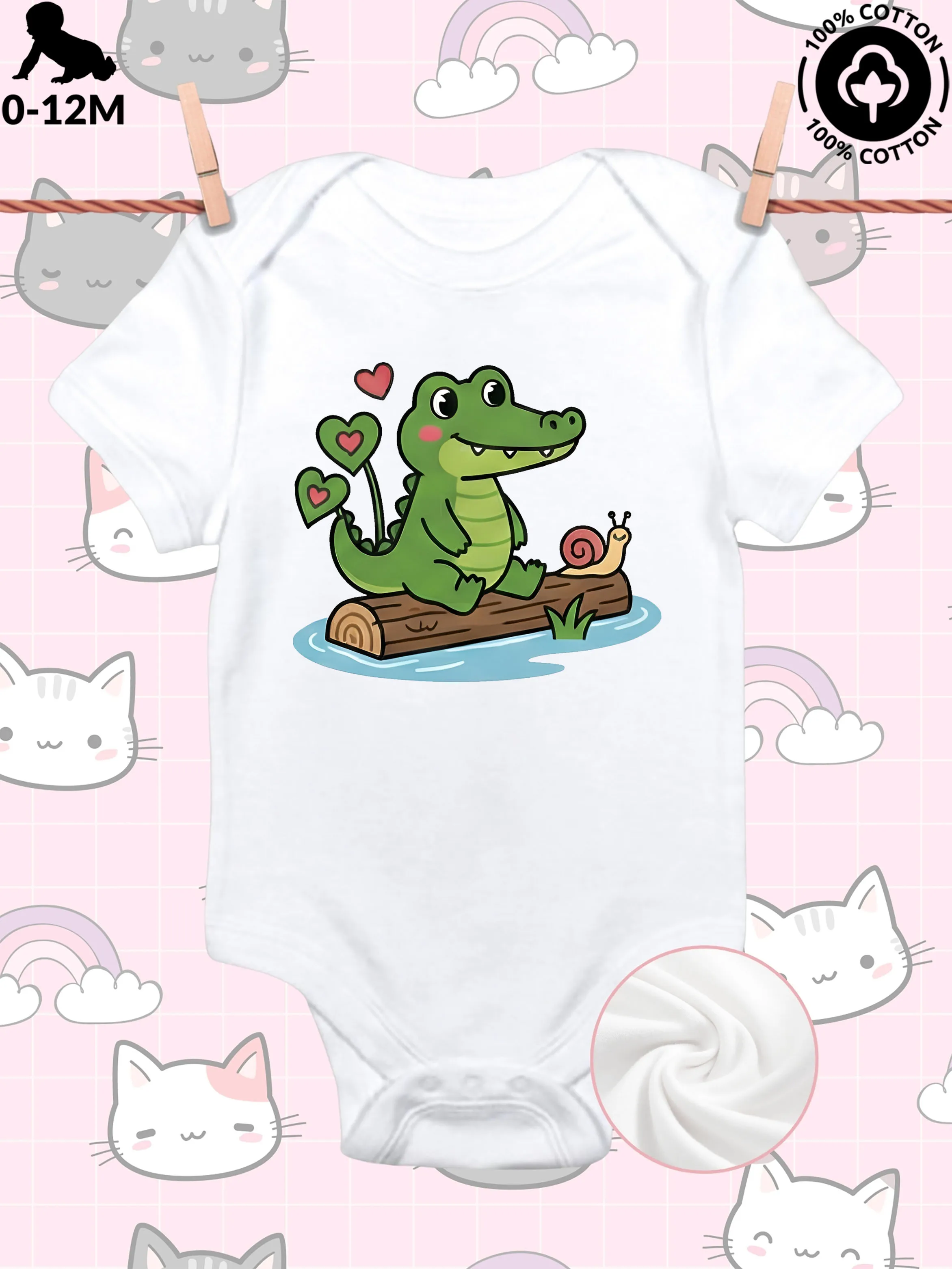 

Плавающий детский комбинезон унисекс из крокодиловой кожи, мягкий комбинезон из чистого хлопка, всесезонное белое боди 190GSM