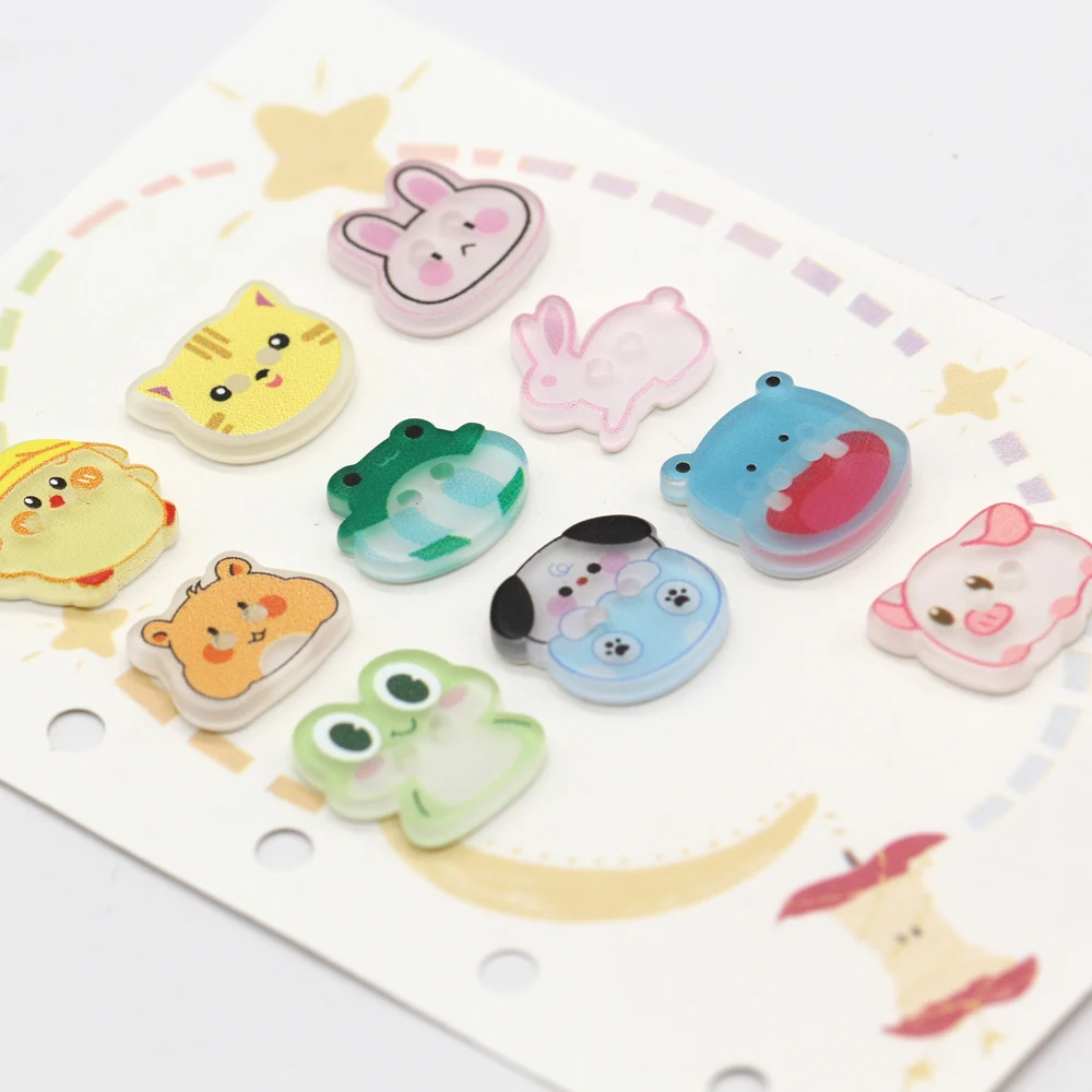 HENGC 15mm Cartoon Animal Shape Resin Buttons for Clothing Cute Shirt Blouse Journal Doll DIY Crafts Sewing Accessories