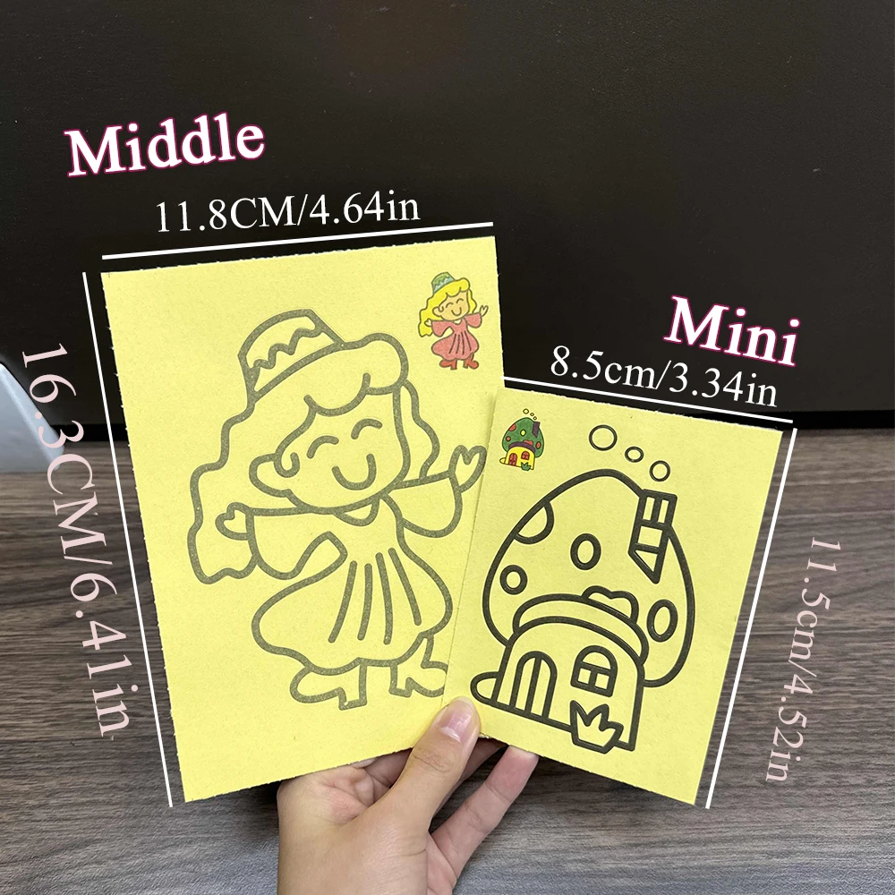 Childrens DIY Sand Art Kit Cartoon Doodle Gift Preschool IQ Craft Making Colorful Sand Art Toy 3 Sizes