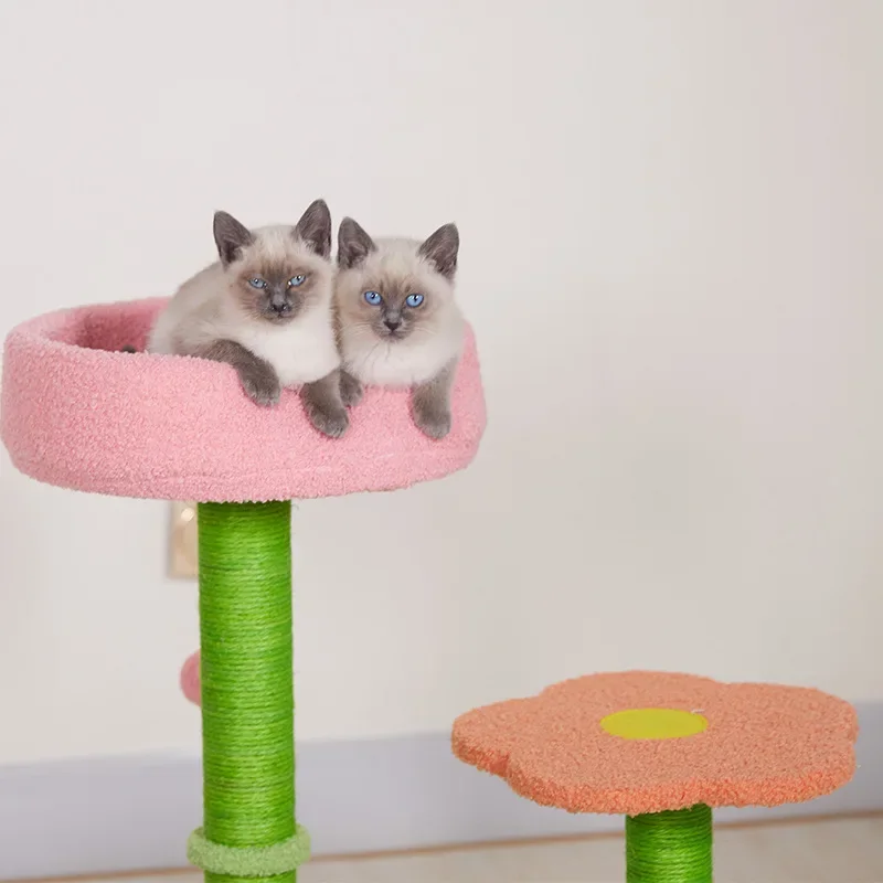 Cat climbing frame, new cat scratching column, available in all seasons, toys, small  jumping platform, flowers,  nest,