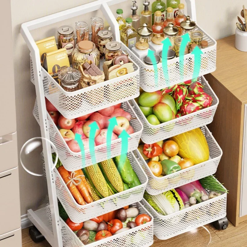 kitchen floor-to-ceiling multi-layer storage rack toilet multi-functional storage rack trolley snack rack double row trolley