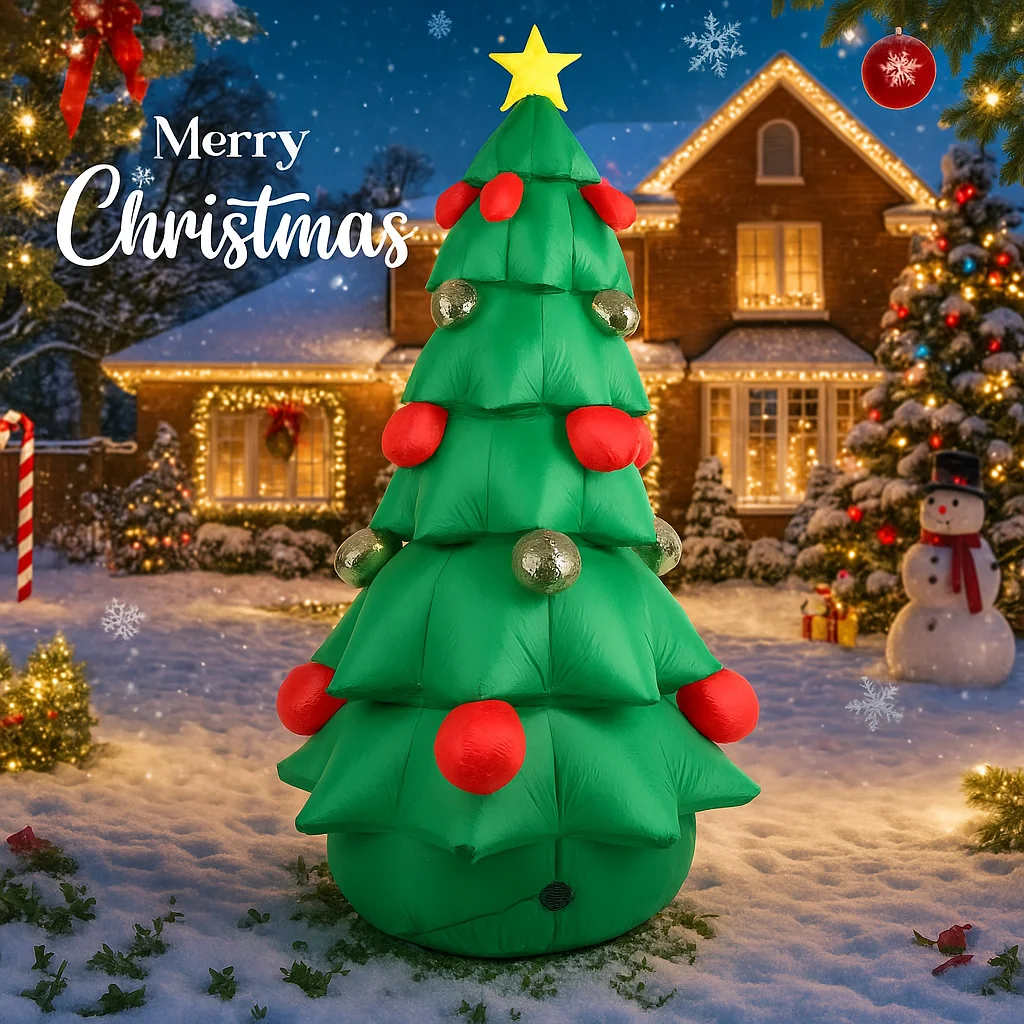 

7.87FT Xmas Holiday Ornaments Xmas Tree Decor Inflatable Christmas LED-Lit Yard Decor Toy for Christmas Supplies Ornaments Gifts