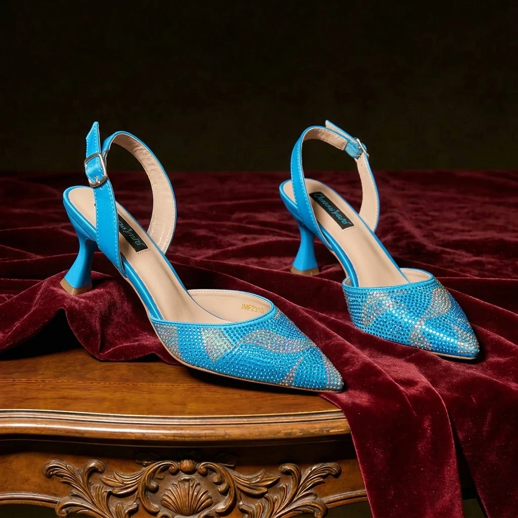 Festive Elegance Goods Dazzling Women Pointed Toe High Heel Shoes Pumps For Wedding Party Special Occasions