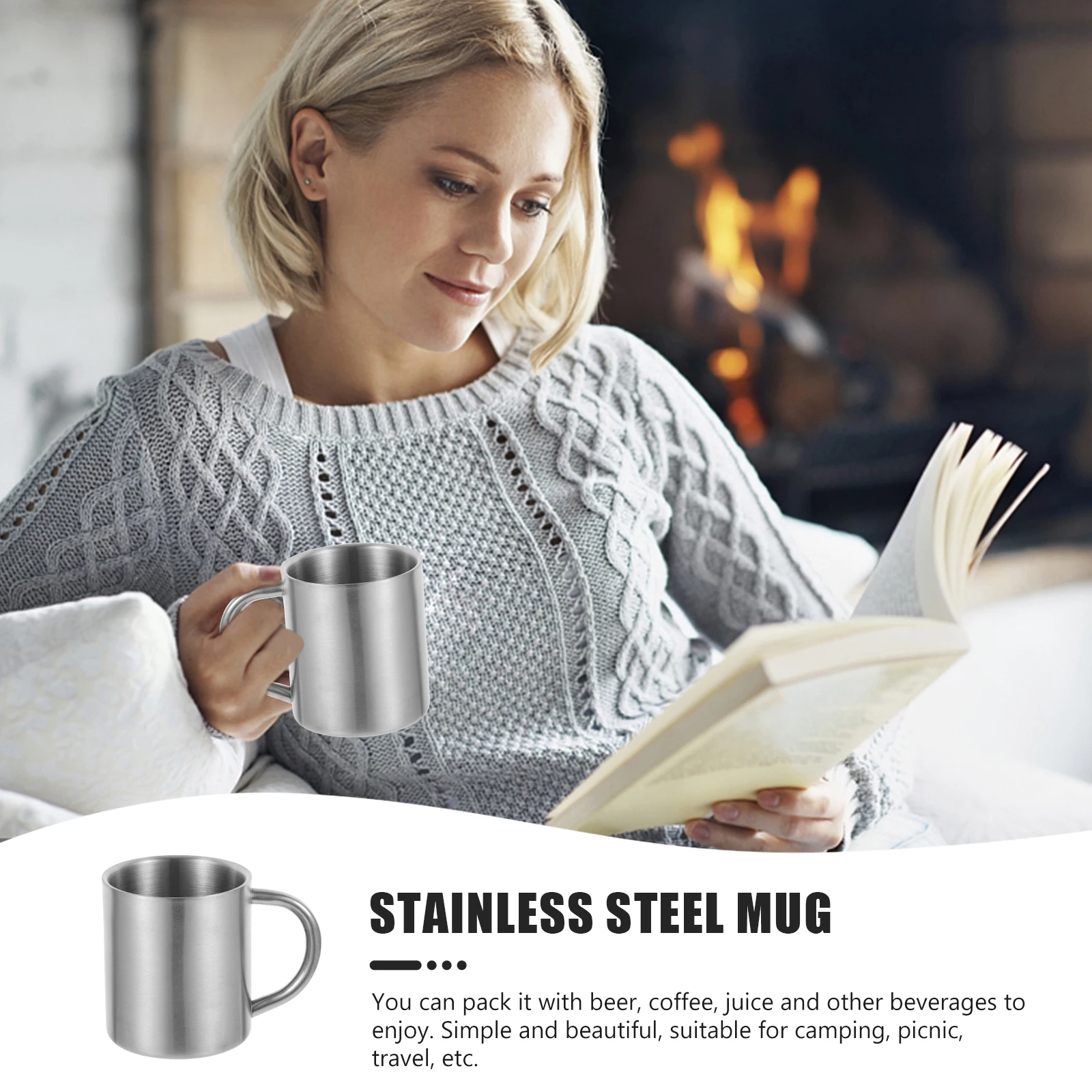 

Water Cup Thermal Tumbler Camping Stainless Steel Outdoor Travel Coffee Mug Red Metal