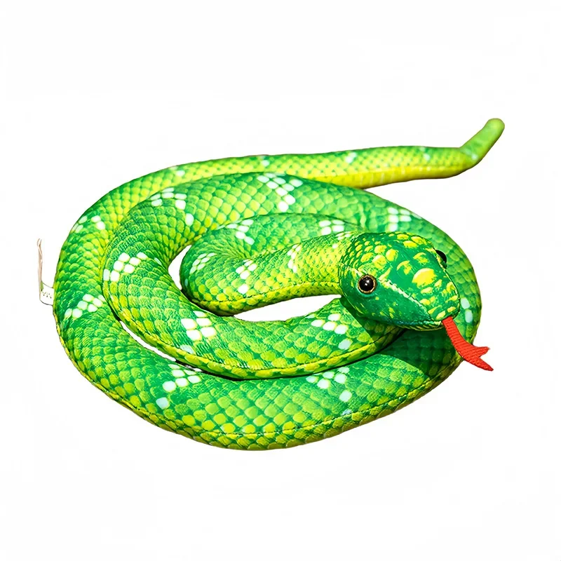Neues künstliches Python-Plüschtier, lange Schlange, gelb, orange, grün, Python-Plüschtier, dekorieren Sie das Haus, Urlaubsdekorationen
