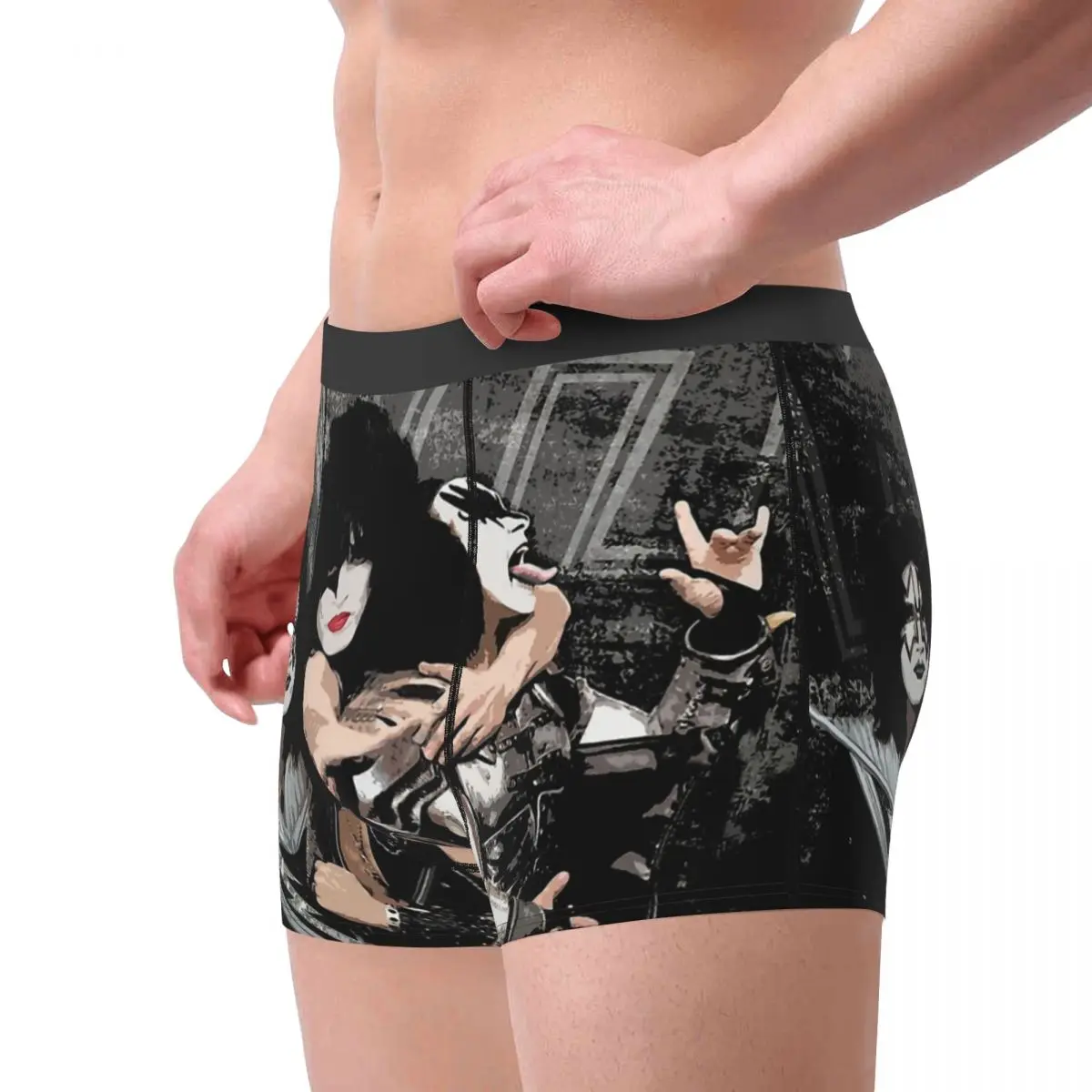 Kiss Rock Band Underpants Homme Panties Man Underwear Comfortable Shorts Boxer Briefs