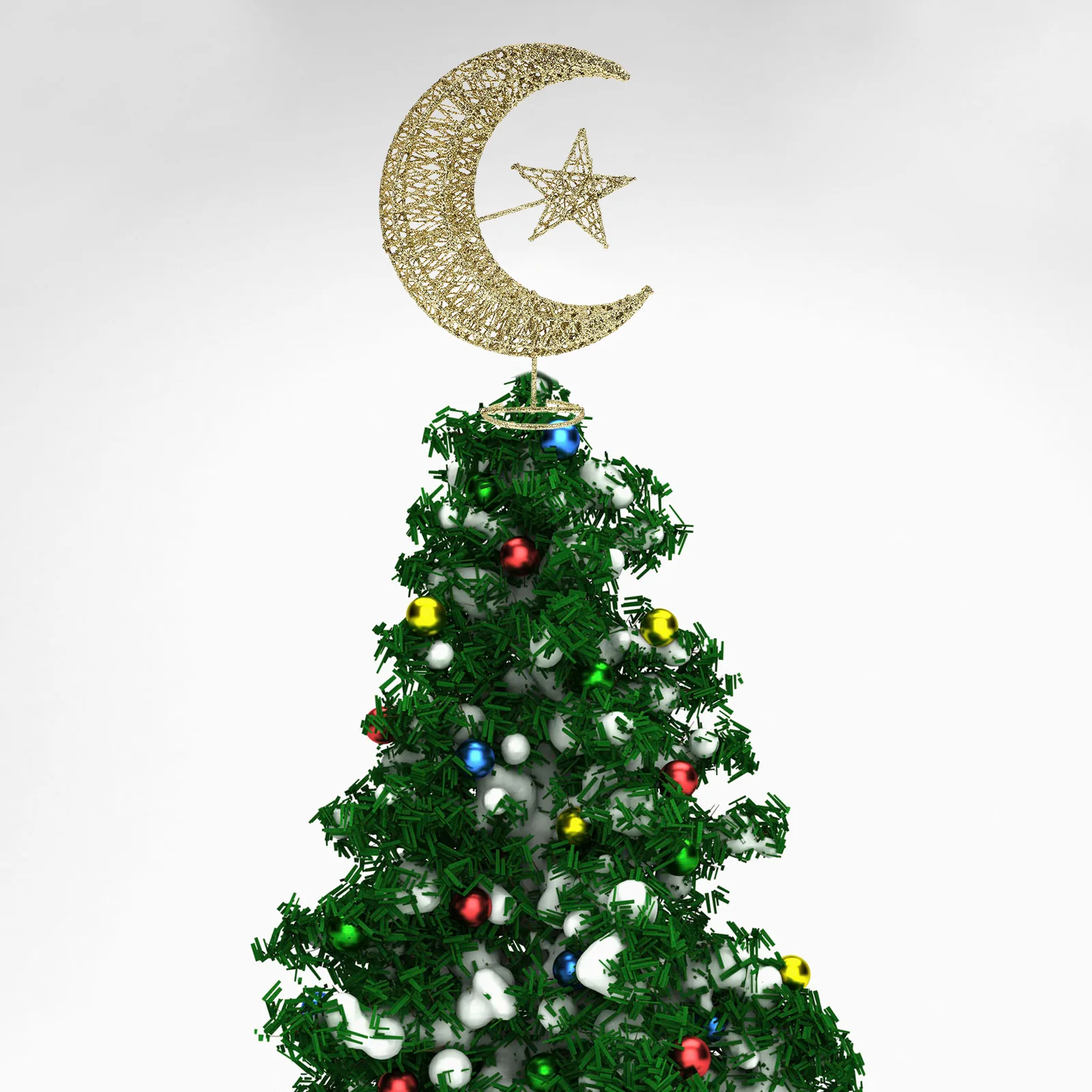 

Glittering Star Moon Christmas Tree Topper 20Cm Golden Wrought Iron Decor For Home Party Pendant Ornament Festive