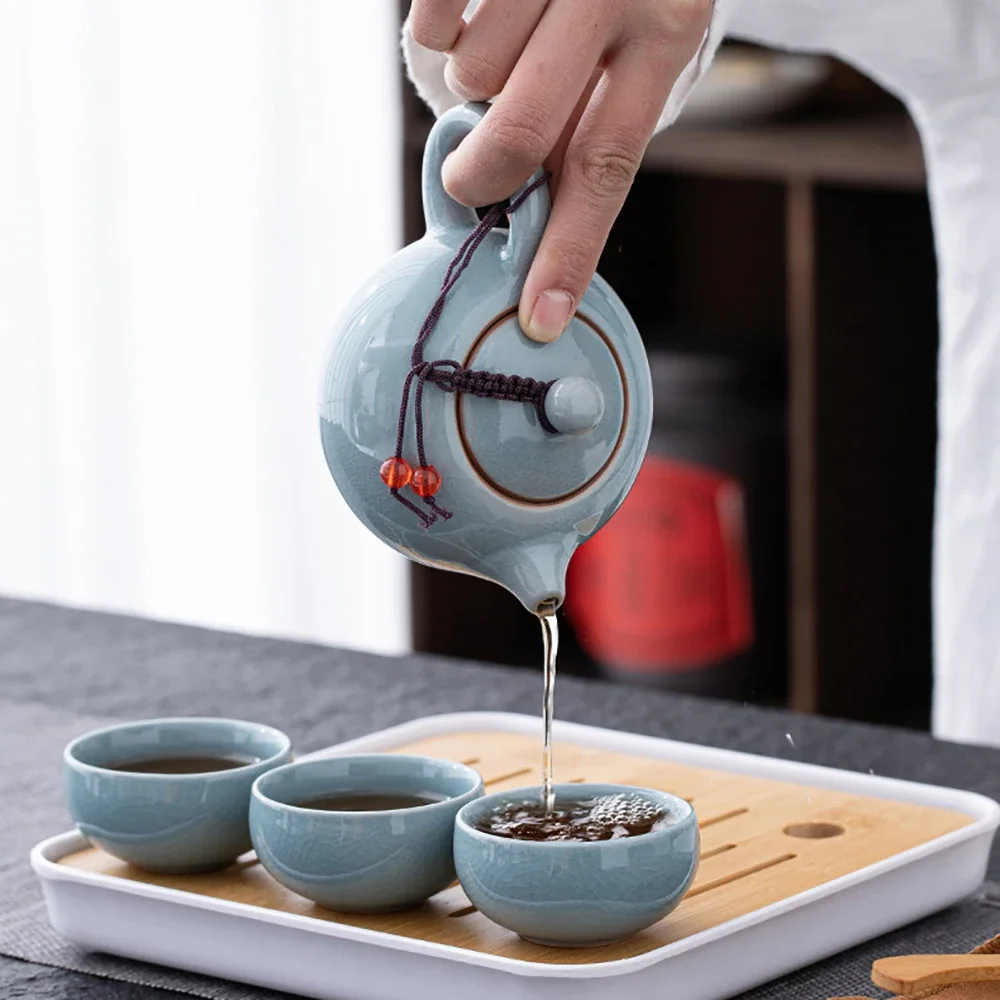 Ge Yao Ceramic Teapot teacup manual Chinese ice crack split teapot can raise Xishi tea pots household Kung Fu tea pot
