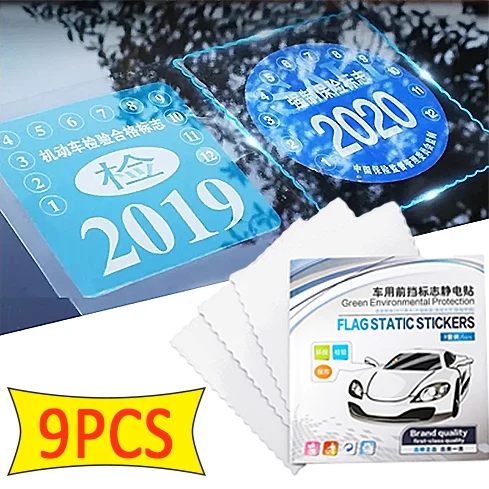 Car Static Paste Stickers Annual Inspection Labels Windshield Electrostatic Auxiliary Static Decals Glass Traceless Stickers