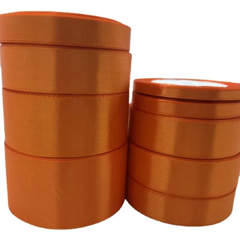 22 متر/لفة (6/10/15/20/25/40/50 مللي متر) شريط برتقالي أصفر لتزيين حفلات الزفاف وعيد الميلاد أقواس ذاتية الصنع لتغليف الهدايا اليدوية