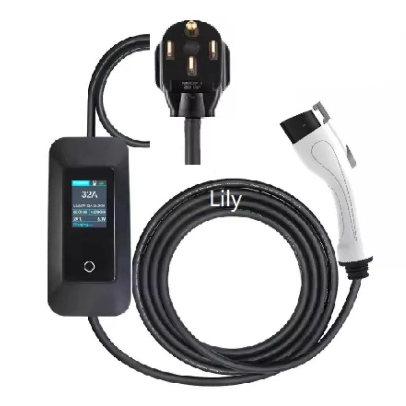 AC 9kW 32A Level 2 Portable Charger Station J1772 EV Electric Car Charger 40A Type 1 EV Movable Charging NEMA40A 220V