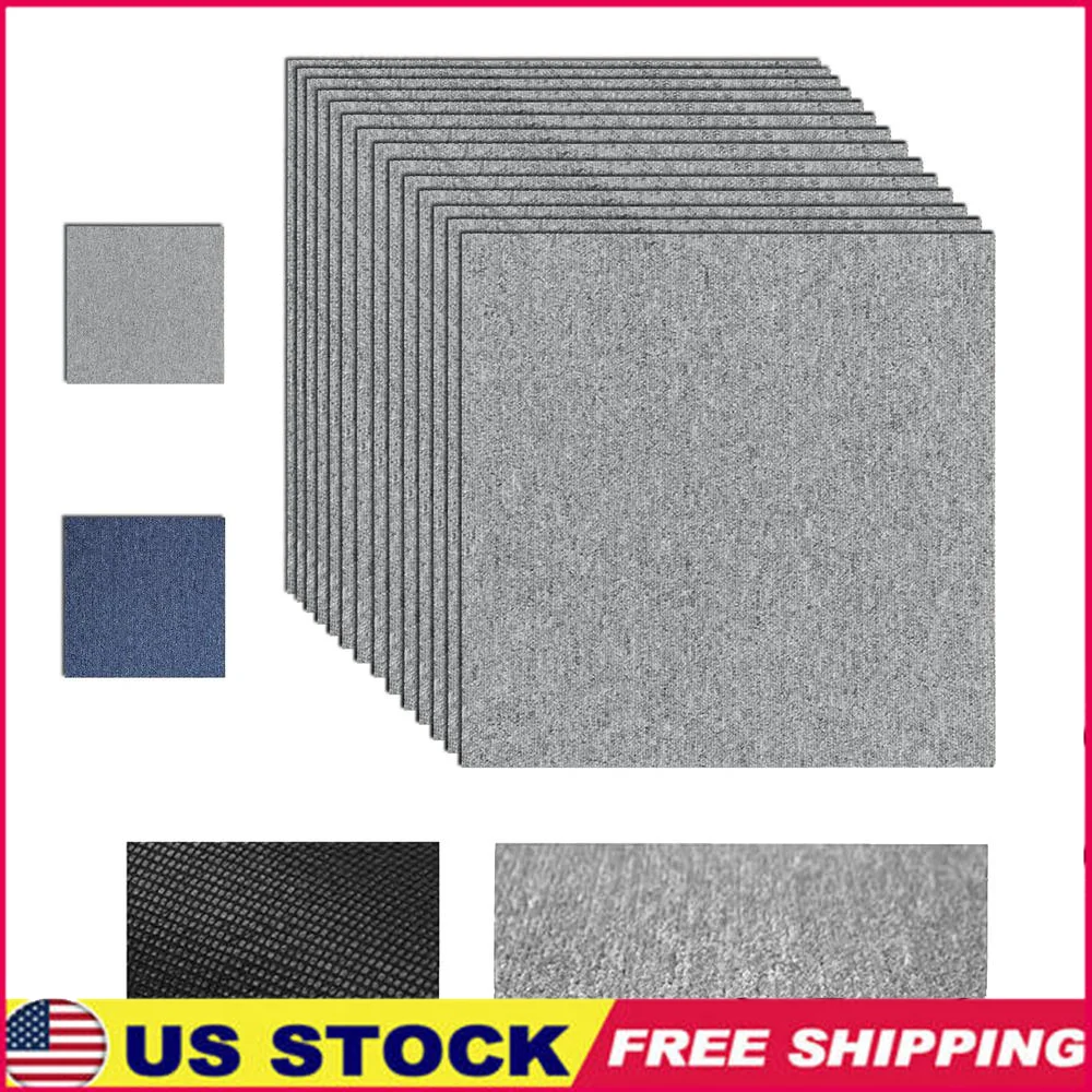 20 PCS Azulejos de carpete autoadesivos 20 '' X 20 '' Descasque e colar Tapete acolchoado antiderrapante cinza