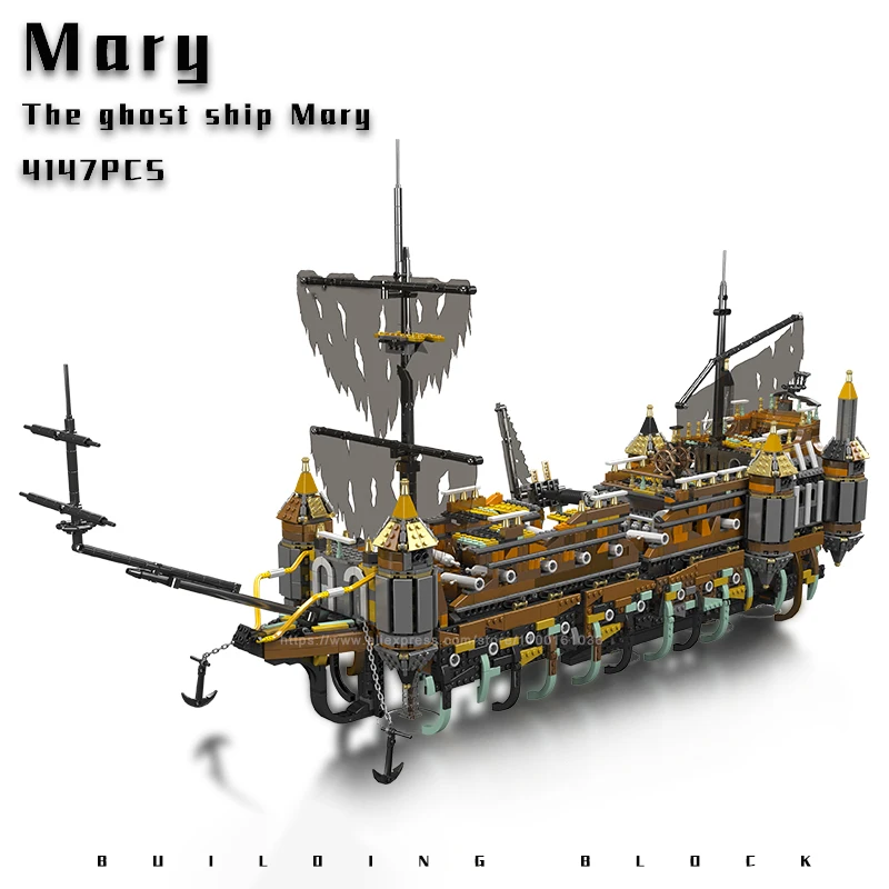 

Caribbean Pirate Ship Building Blocks The Ghost Ship Mary Big Model Sailboat Bricks Movie Boat Toys Kids Christmas Gift 4147PCS