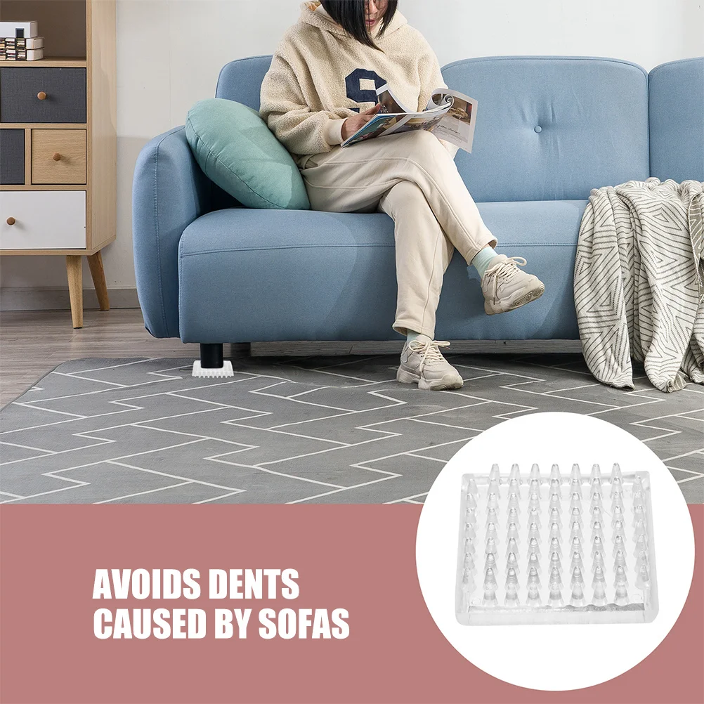 

6Pcs Clear Square Non-Slip Furniture Leg Protectors Transparent Carpet Cover Cups for Tables Chairs Sofas Carpets