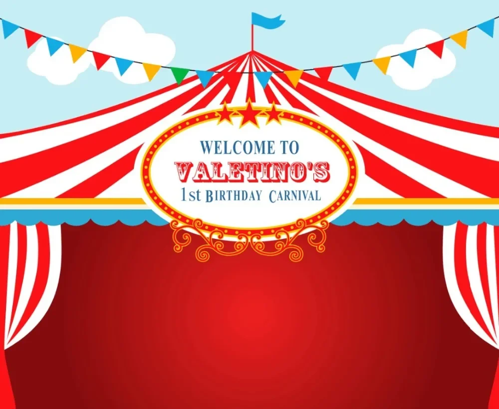 

custom Circus First Birthday Carnival Flag backgrounds High quality Computer print party backdrops