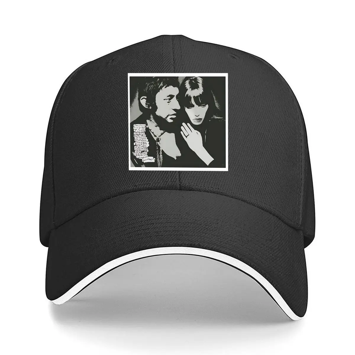 

Couple - Black - White - Classic - Portrait - Themed - Design Sandwich Baseball Cap