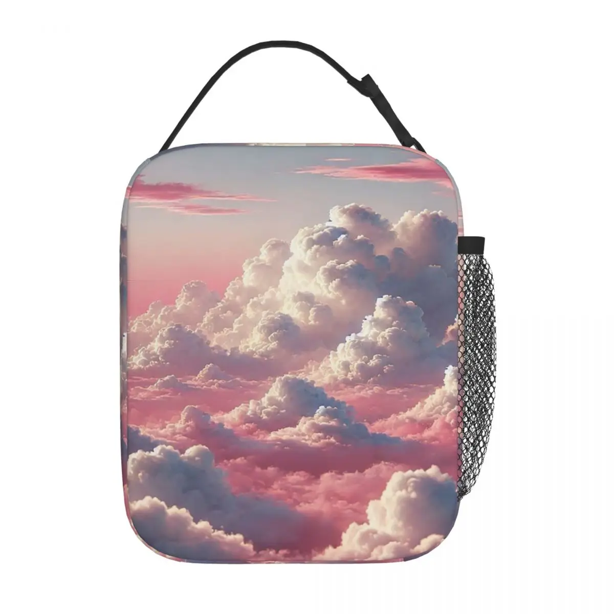 Pink Clouds Sky Large Sunset Glow Insulated Lunch Bag for Women Kids Portable Food Boxes Thermal Lunch Box Tote
