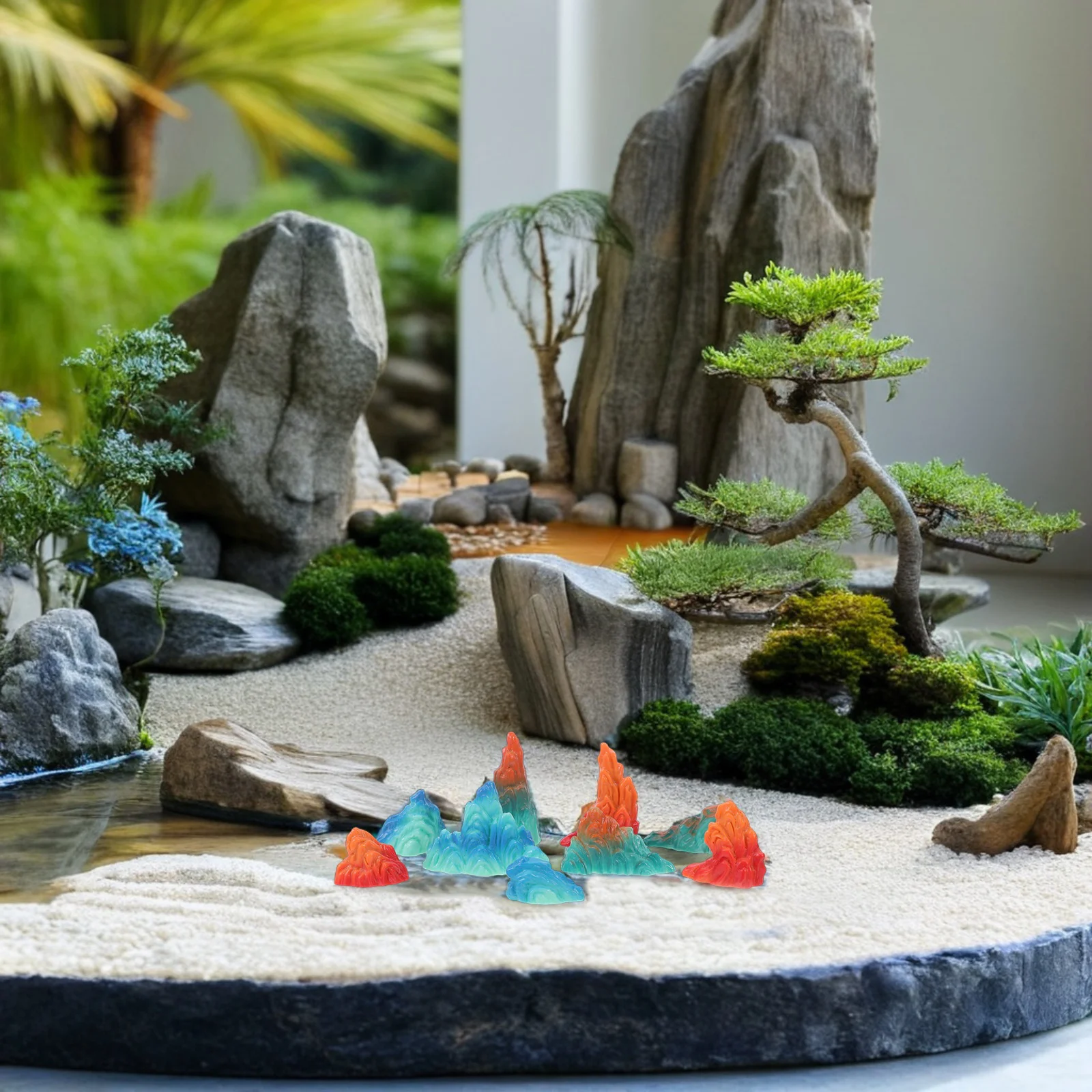 

9Pcs Mini Landscape Simulation Rock Set - Dunhuang Inspired Resin Artificial Stone for Aquarium Zen Garden Decor Desktop Fairy