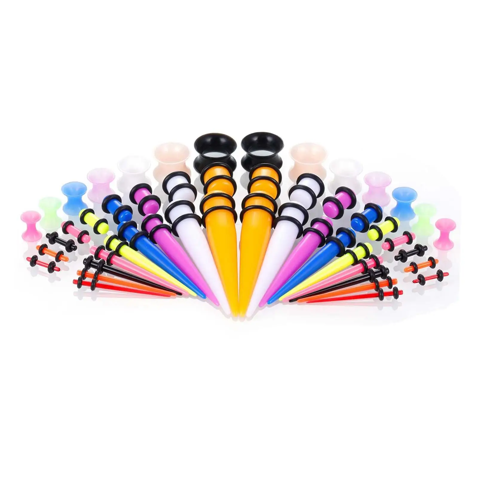 Assorted Ear Gauges Set - 50 Pieces of Acrylic Tapers and Plugs image 2