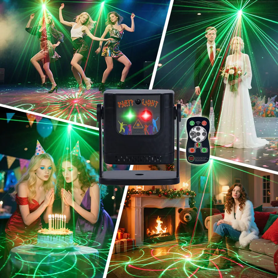 YSHR10 R&G Effect DJ Disco Light 60 Patterns Laser Projector Flash Bar Dance Bedroom Birthday Party Christmas Decoration Lamp