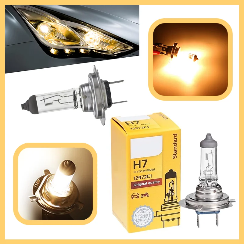 

H7 Halogen Car Head Light Bulb 12V 60/55W 12972C1 PX26D Lamps 3200K 4300K High Low Beam Auto Gadgets Exterior Bulb Accessories