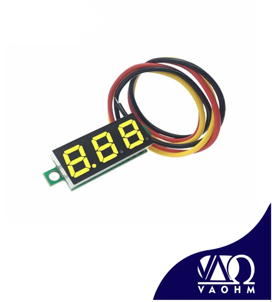 0.28 Inch 3-Wire Adjustable Voltmeter DC 0V-100V Blue Green Red Yellow Digital LED Display