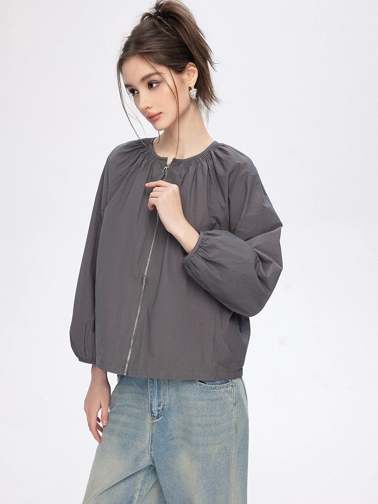 

Chill Zoeys Spring New Faion Lightweight Casual Outerwear Women Straight Cut round Ne Modal Fiber 85% Nylon Fiber 5%