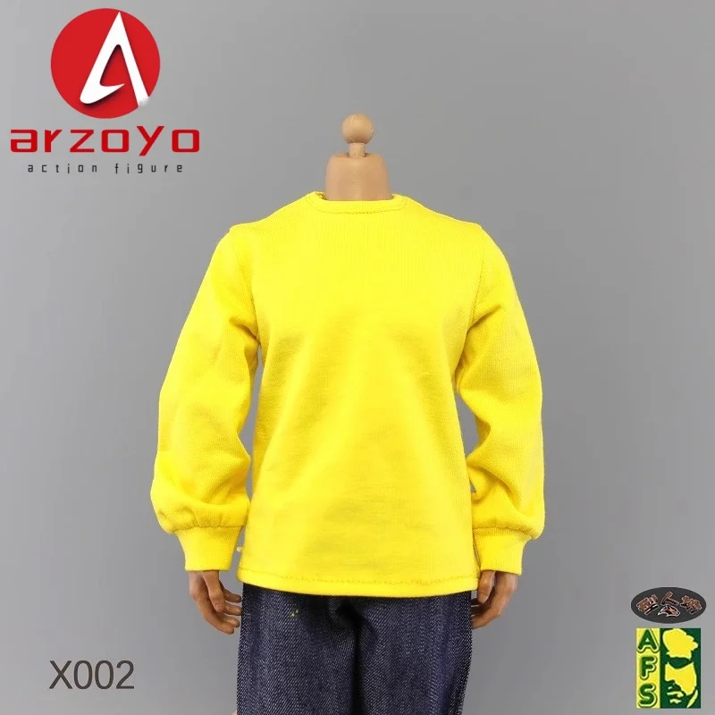 AFS X002 1/6 Scale Male Soldier Casual Solid Color Long Sleeve shirt Clothes Model for 12inch BD001 AT011 AT020 Action Figure