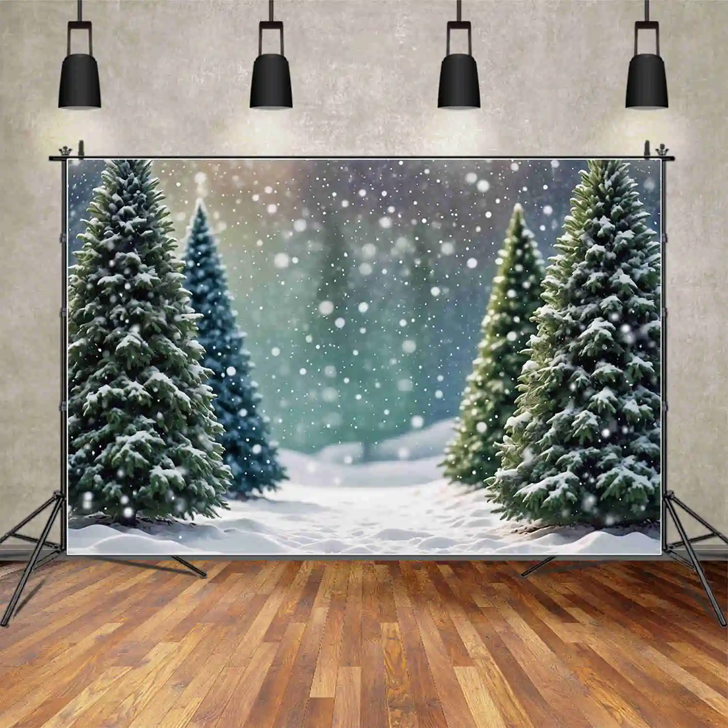 

MOON.QG Winter Snow Forest Background Christmas Pine Trees Field Children Backdrop Custom Party Decorations Photo Zone Supplies