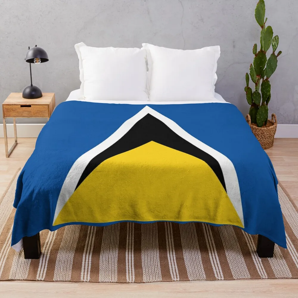 Saint Lucia Flag Throw Blanket Summer Soft Blankets