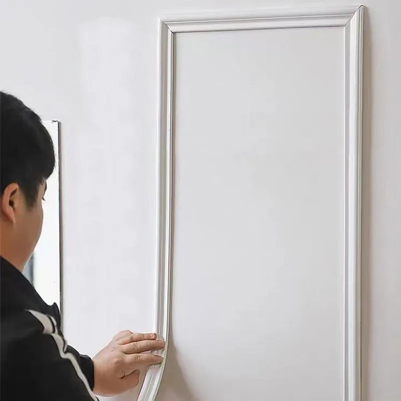 أنيقة ذاتية اللصق 1 لفة شرائط الزخرفية إطار الصورة شكل مرنة قشر وعصا تقليم لخزانة أثاث أرضية الحائط #3