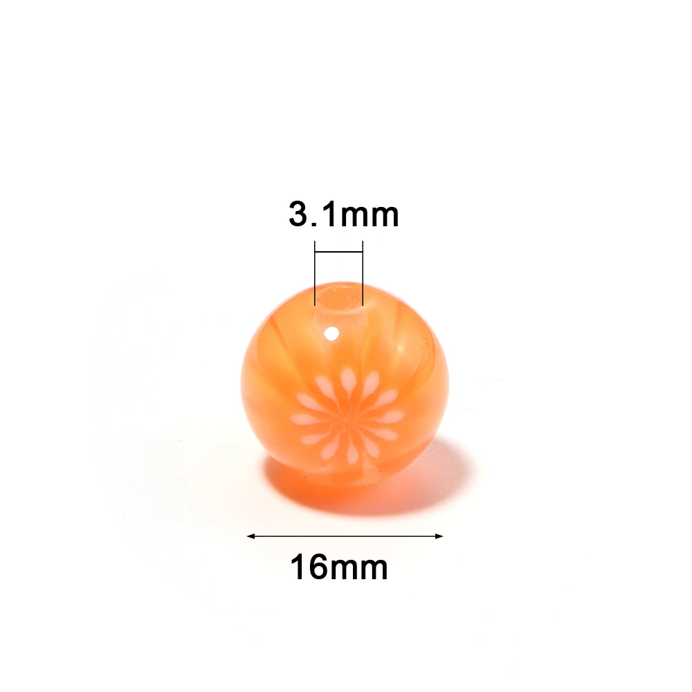 10pcs/lot 16mm Candy Colored Striped Resin Beads Watermelon Shape Loose Spacer Round Beads For DIY Bracelet Earrings Accessories