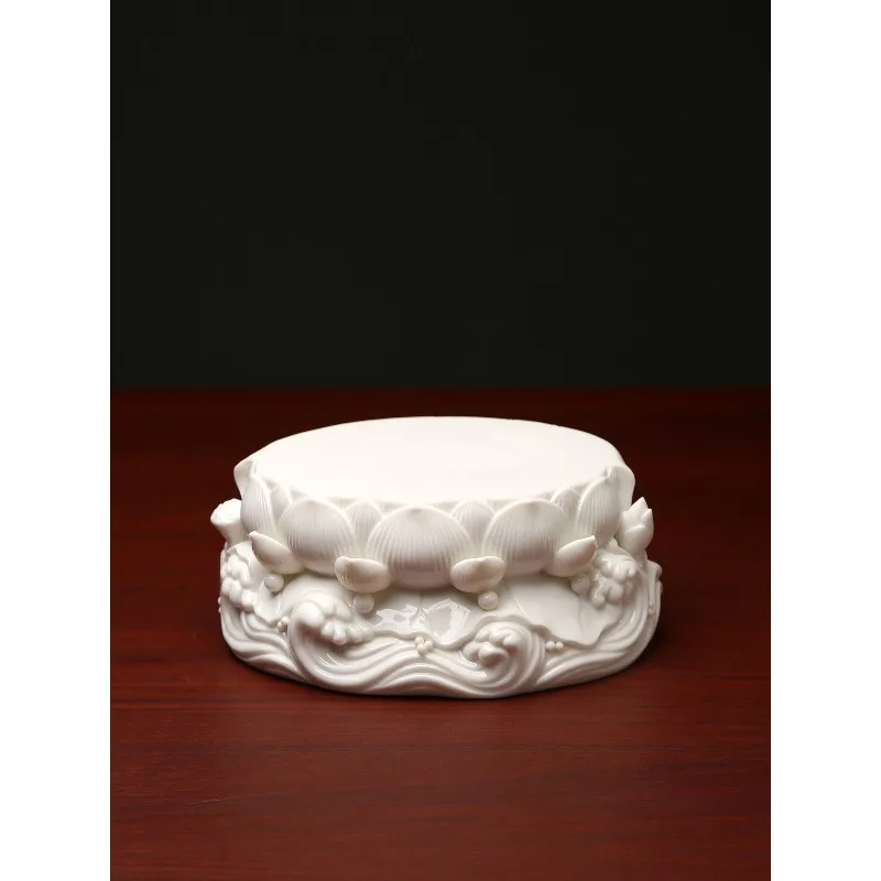 White Porcelain Ruyi Water Lotus Base Buddha Statue Base Guanyin Bodhisattva Offering Platform God Statue Enhanced Offering Budd