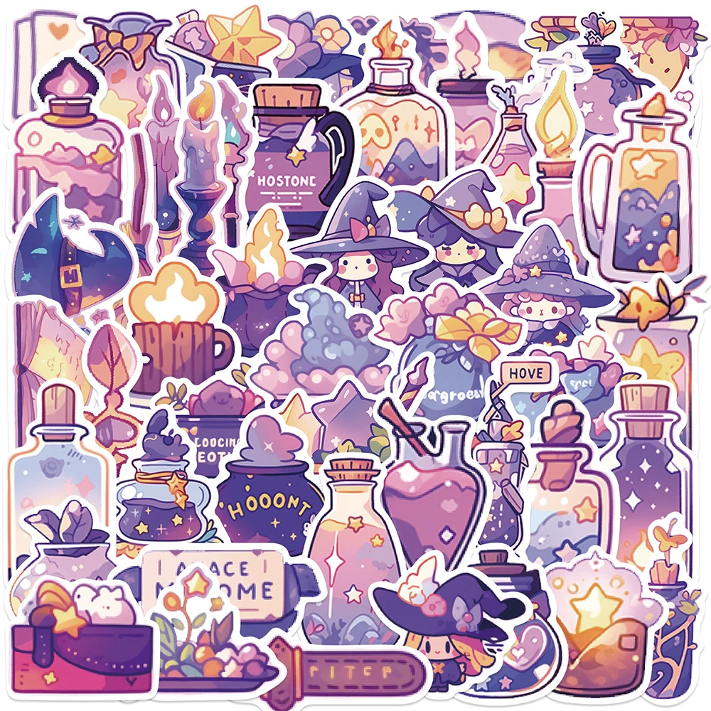 10/30/50 stücke Kawaii Zaubertrank Aufkleber Nette Hexe Cartoon Aufkleber Pack DIY Schreibwaren Koffer Laptop PVC Dekoration Aufkleber spielzeug