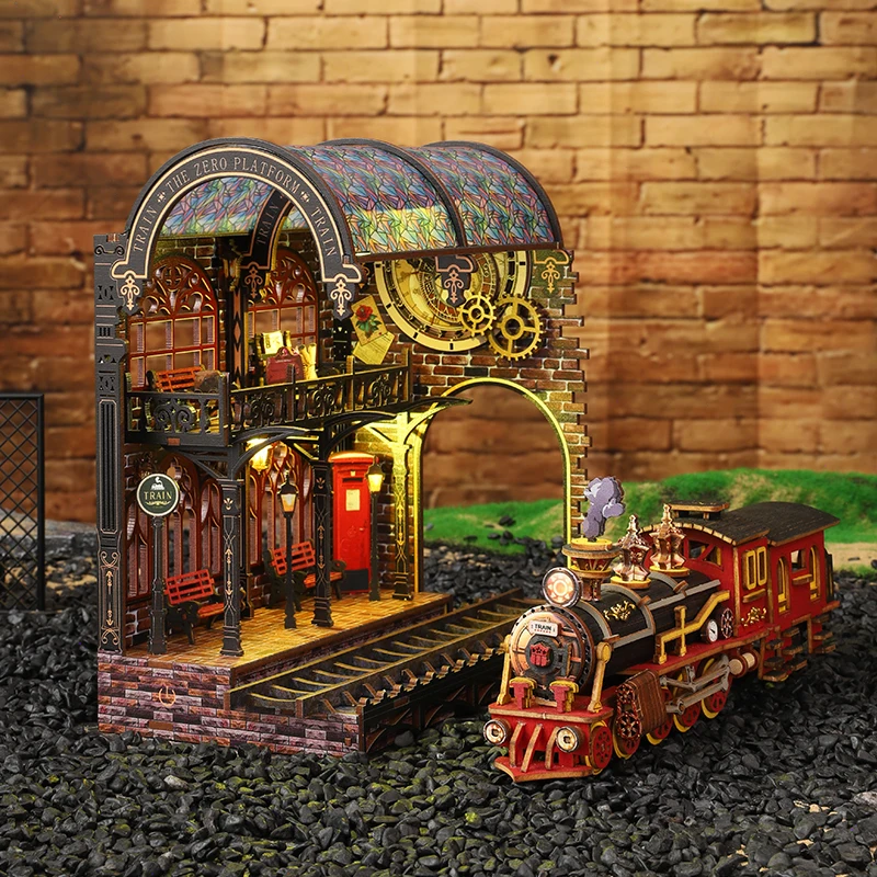 Wooden Miniatures Figurines Dollhouse 3D Puzzle Doll House Kit Assembly Model Building Room With Furniture For Christmas Gifts