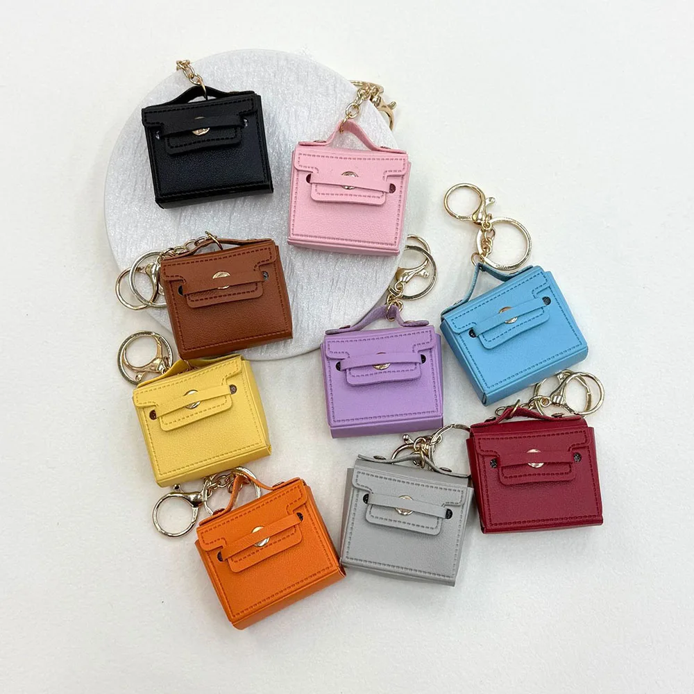 Mini Keychain Cute Candy Color Small Square Bag Pendant Creative Kawaii Car Decoration Bag Accessories Wholesale