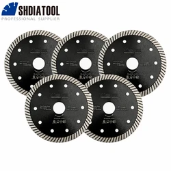 SHDIATOOL 5Pcs Dia125mm Superthin Diamond Turbo Saw Blade Ceramic Tile Marble Granite Cutting Disc 5inch Circular Disc Cutter