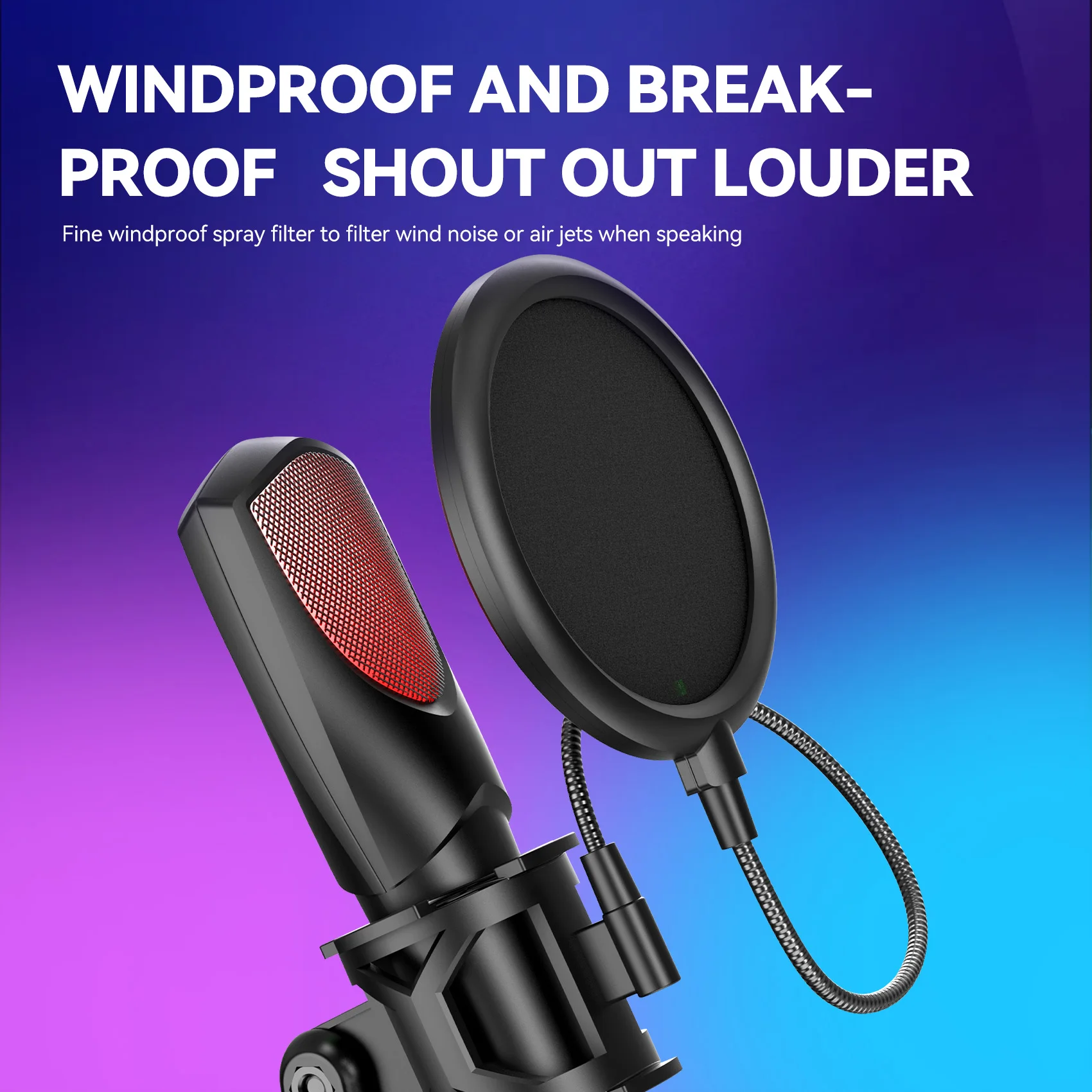 ميكروفون مكثف للألعاب RGB، مجموعة ميكروفون ألعاب USB لأجهزة الكمبيوتر المحمولة وبودكاست الكمبيوتر والألعاب والأفلام الصوتية والصوتية والأدوات #5