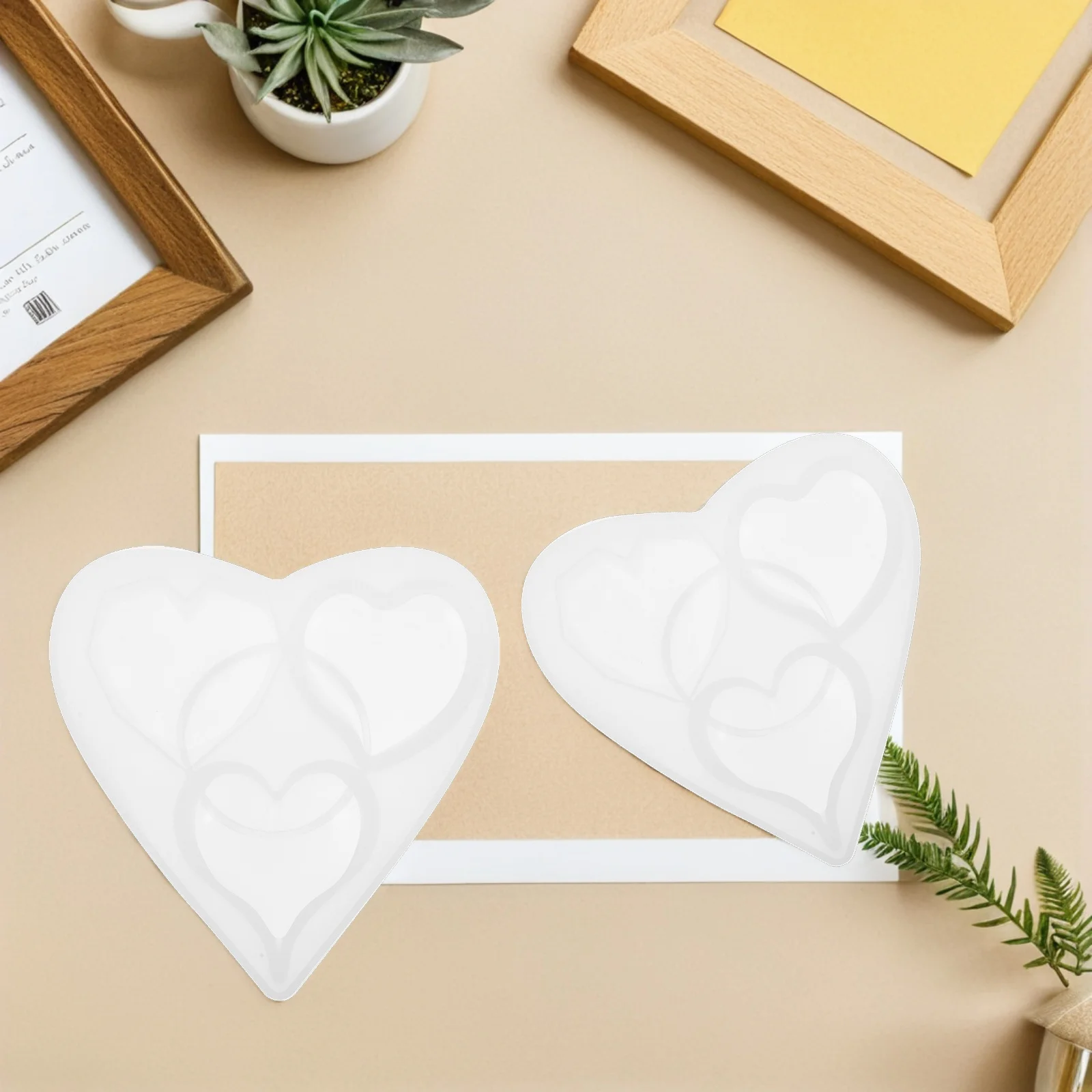 2Pcs Heart Silicone Molds Love Shape Epoxy Resin Craft DIY Valentine Soap Making Reusable High Temp Tolerance