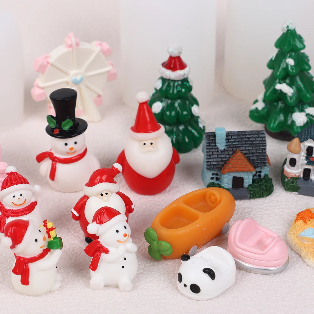 Miniature Silicone Resin Mold  Amusement Park Ferris Wheel Slide Castle Micro Landscape Waterfall Rockery Ornament Figurine Mold