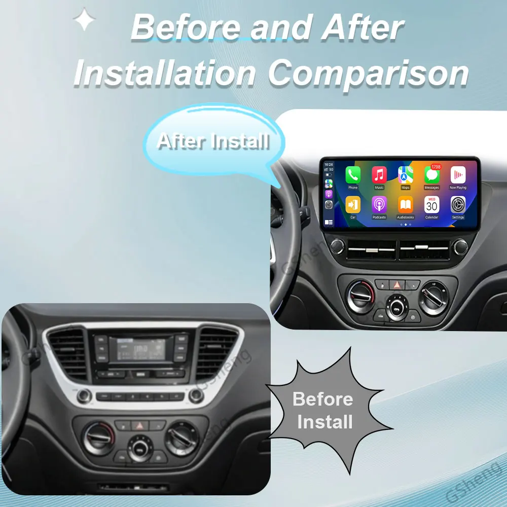 For Hyundai Solaris 2 Verna 2016‑2020 Car Radio Multimedia Player 12.3