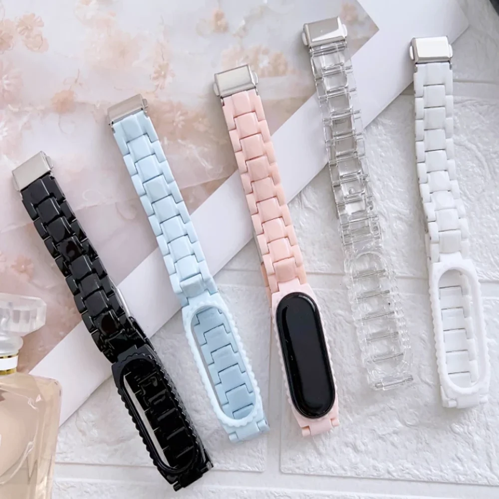 Correa transparente Candy + funda para Xiaomi Band 7 6 5 pulsera de resina + Kit de carcasa protectora para accesorio Miband 4 3 Correa