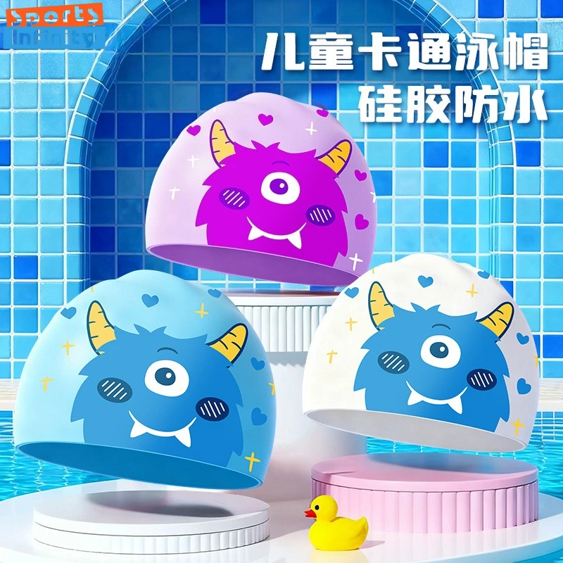 

Новинка 2026, детская шапочка для плавания с принтом, милая шапочка для плавания с героями мультфильмов для мальчиков и девочек, профессиональные силиконовые водонепроницаемые шапочки для плавания