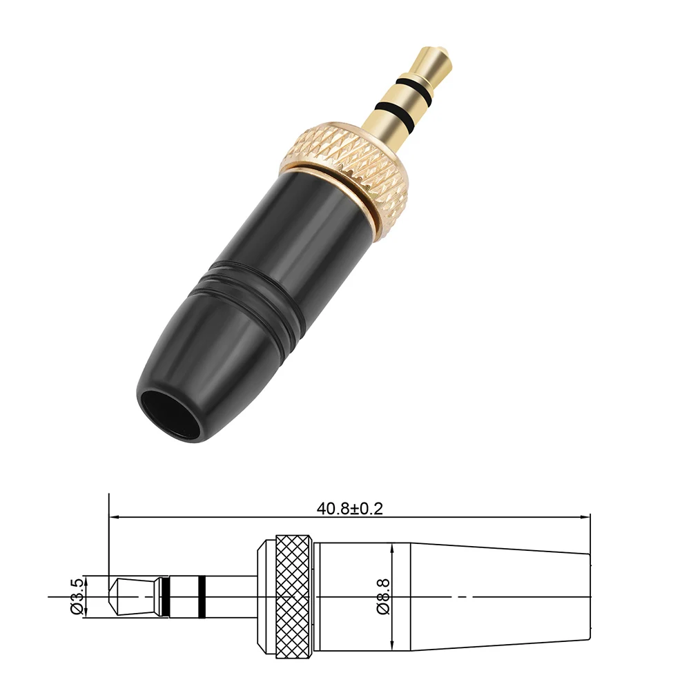 Prise Audio 3.5mm avec filetage interne M6, connecteur métallique, prise Audio pour casque, prise de rechange pour Microphone sans fil Lavalier