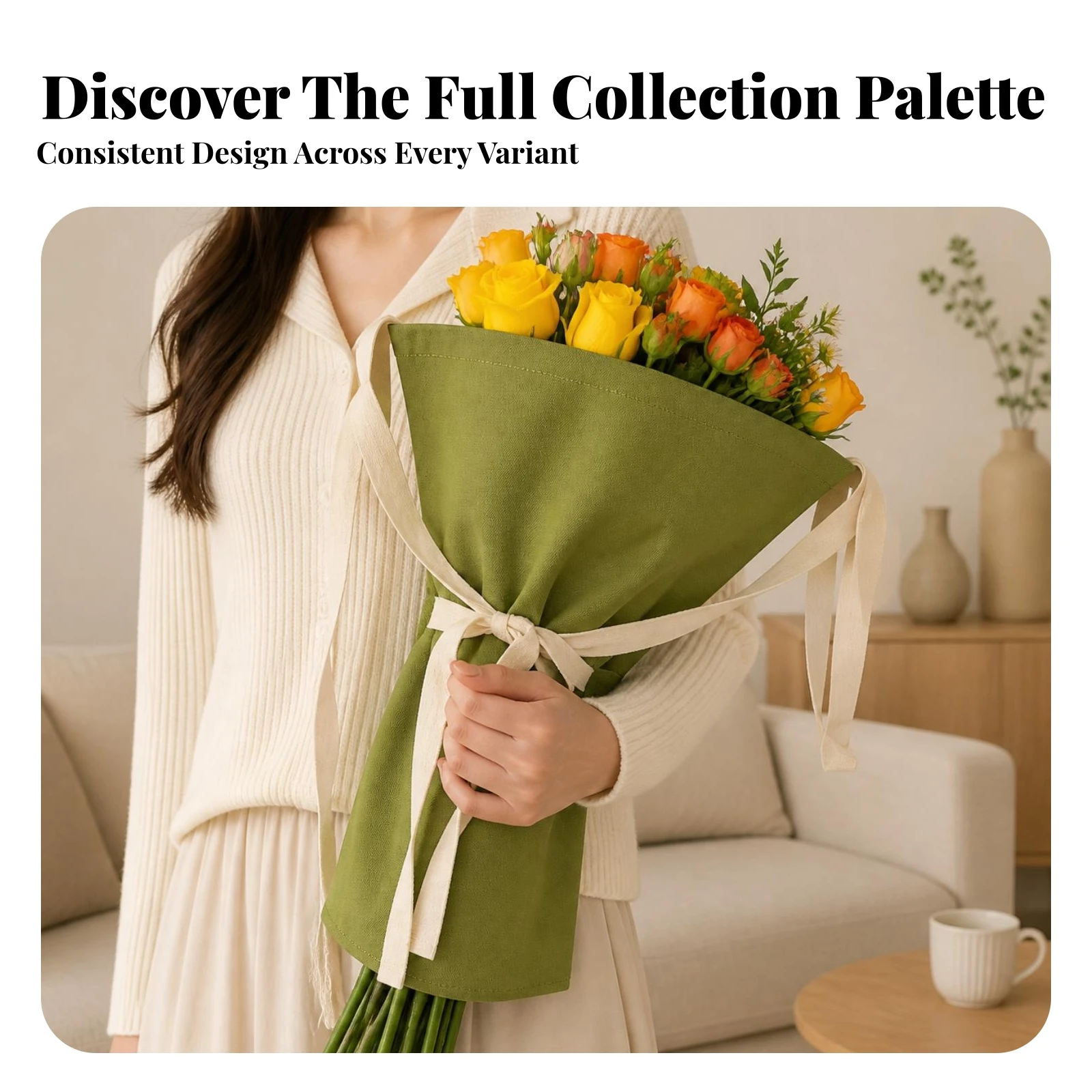 Flower Arrangement Bag with Carry Straps Open Bouquet Wrapping Bag with Tie Strap Floral Carrier Wrap Cute for Florists, Gifting